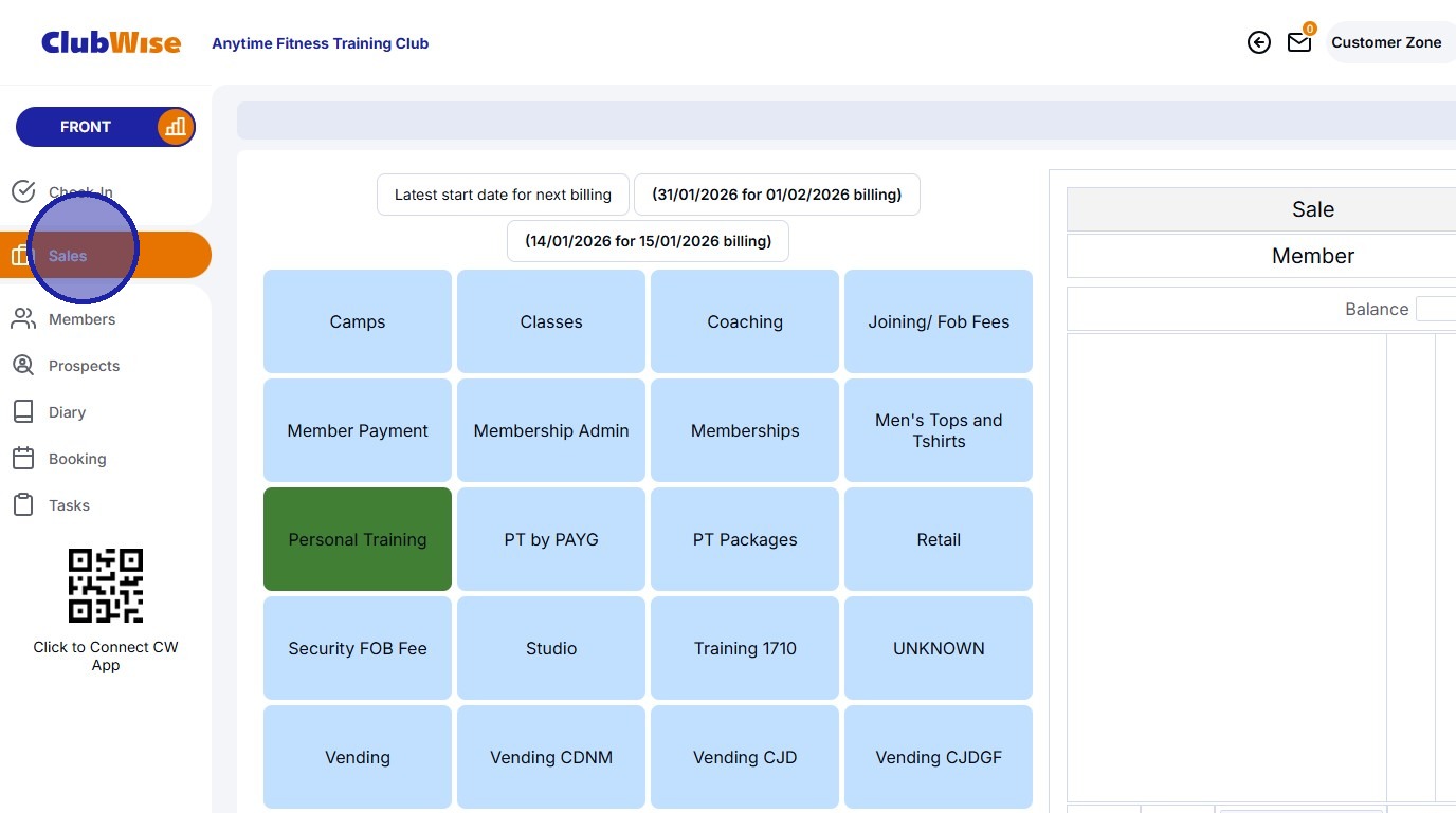 CW UK Member Sell a membership in POS
