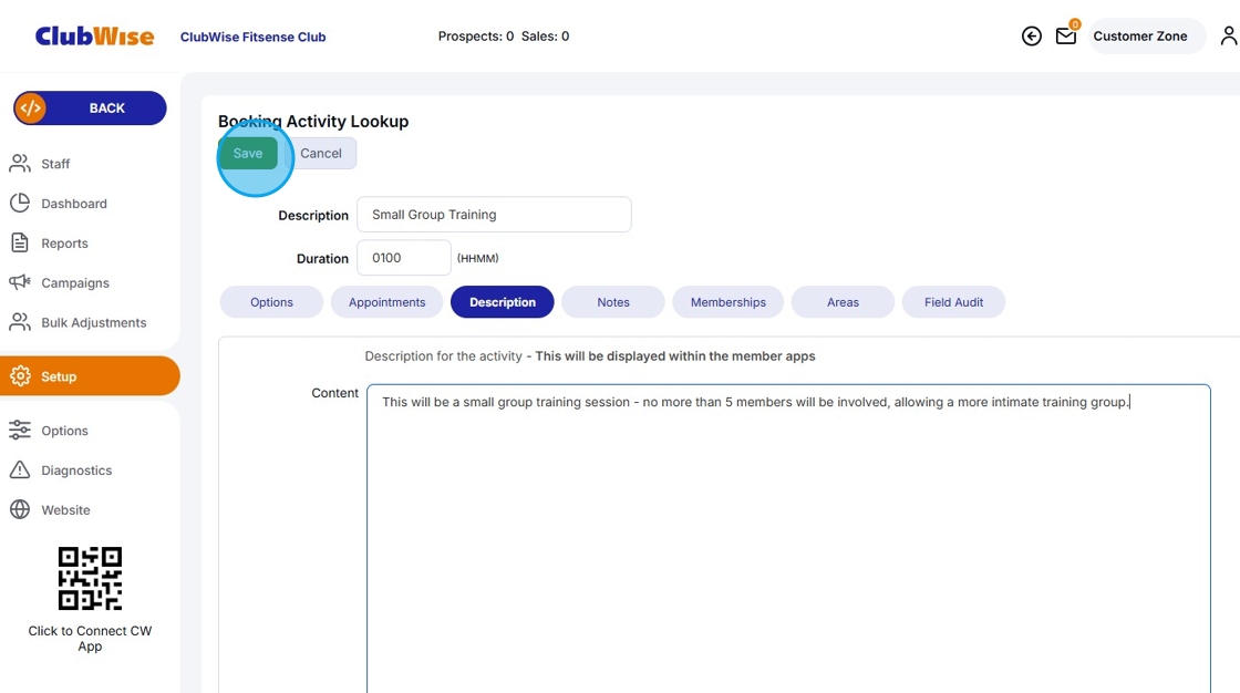 Bookings - Activity Descriptions